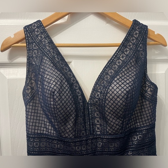 31-Dave & Johnny Dress Navy Blue Fairycore Flowy Formal Cocktail A-Line Sz 5 - 6 - Picture 3 of 13